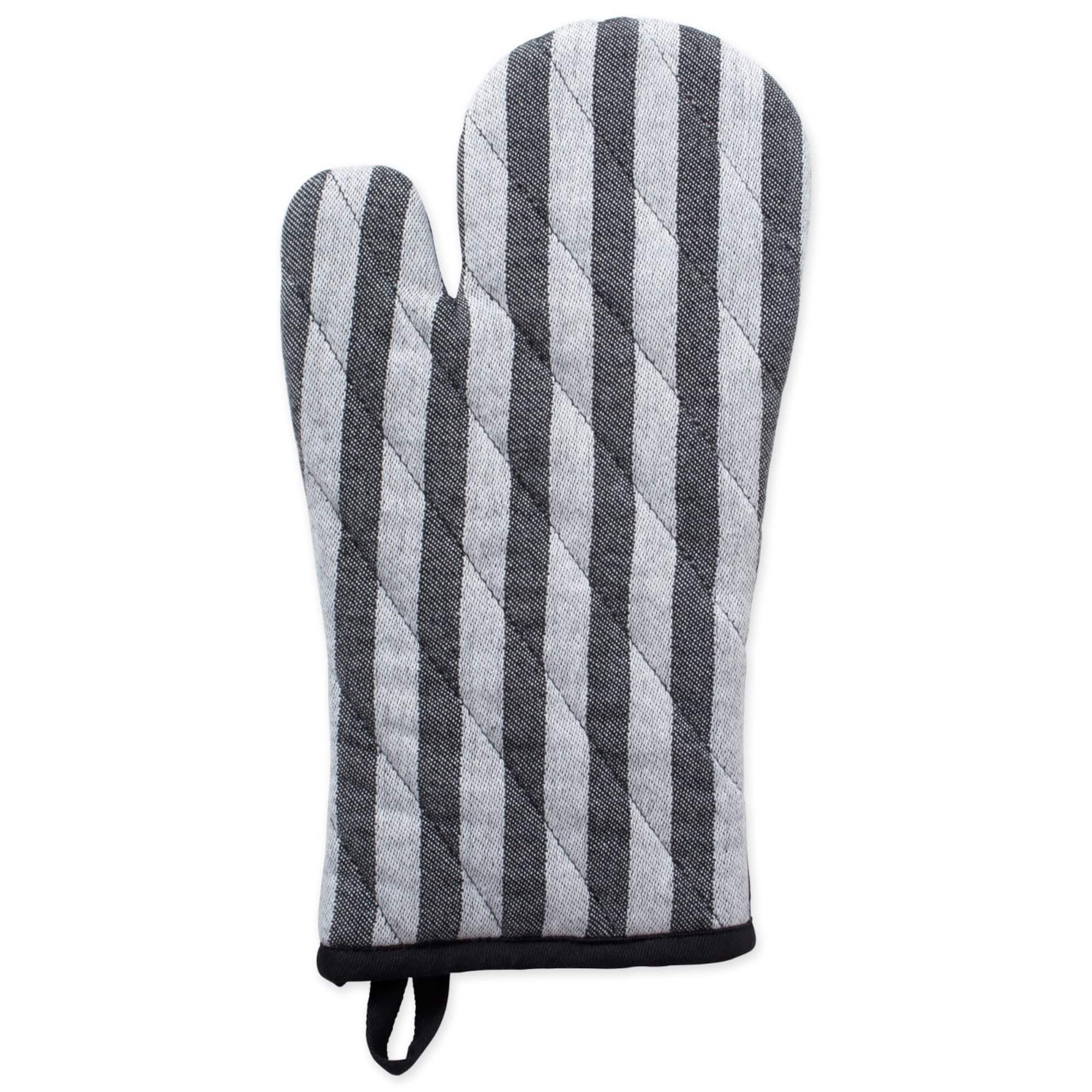 DII® Black & White Striped Oven Mitt & Potholder Set